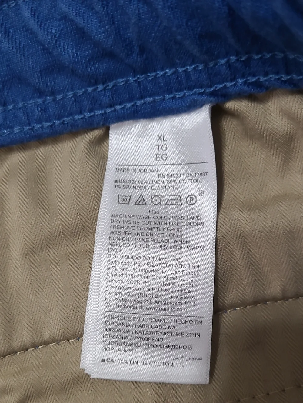 NWT Banana Republic Blue Linen-Cotton Blend Traveler Pull-On Pants size XL